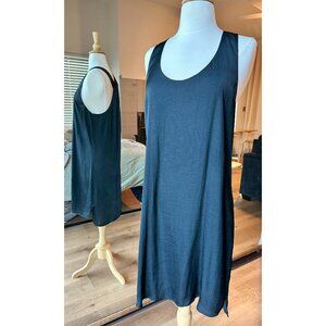 Black silky slip dress